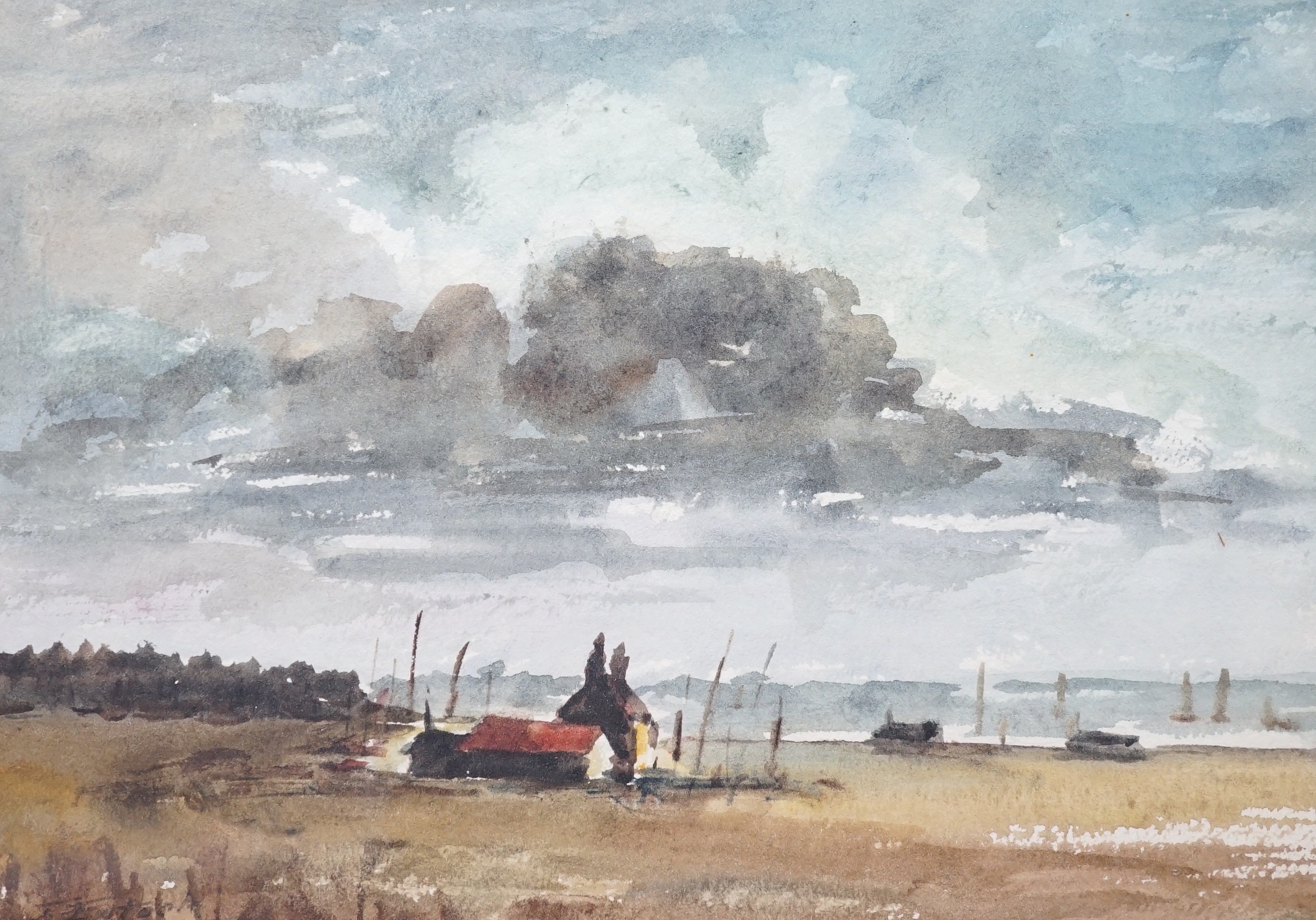 J. E..., pair of watercolours, Open landscapes, one indistinctly signed, 17.5 x 24cm